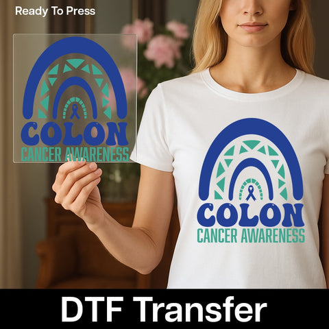 Colon Cancer Awareness Ribbon DTF Transfer for Supporters & Survivors Apparel