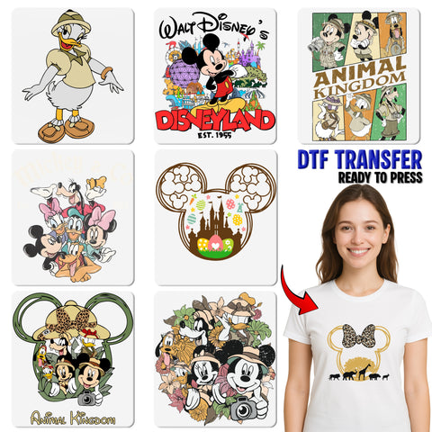 Leopard Print Mouse Ears Safari DTF Transfer | Cute Wildlife Silhouette Iron-On for Family & Friends T-shirts & Apparel