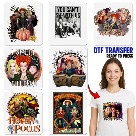 Funny Witch Halloween You Can't Sit With Us DTF Transfer Ready To Press Iron-On for Group Apparel T-Shirts Sweatshirts