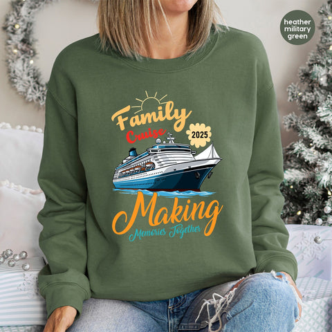 Retro Cruise Vacation 2025 Ready To Press Family DTF Transfer for T-shirts & Hoodies - Fun Nautical Theme Apparel