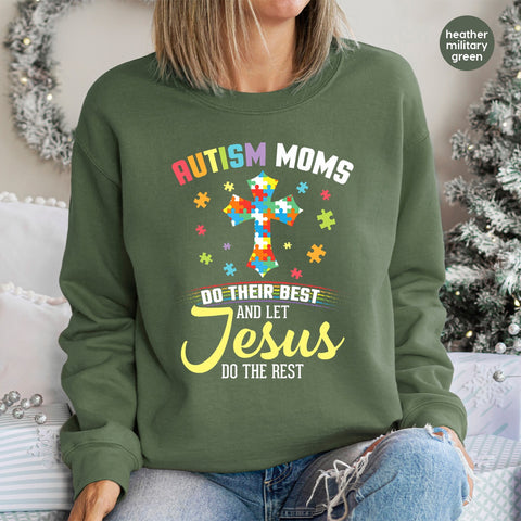 Cute Autism & Faith Iron-On Ready To Press DTF Transfer for Moms T-Shirt - Uplifting Christian Autism Apparel