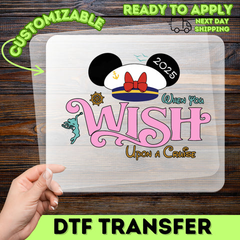 Magical Cruise Adventure 2025 DTF Transfer Cute Sailor Theme Iron On for Family & Group Apparel