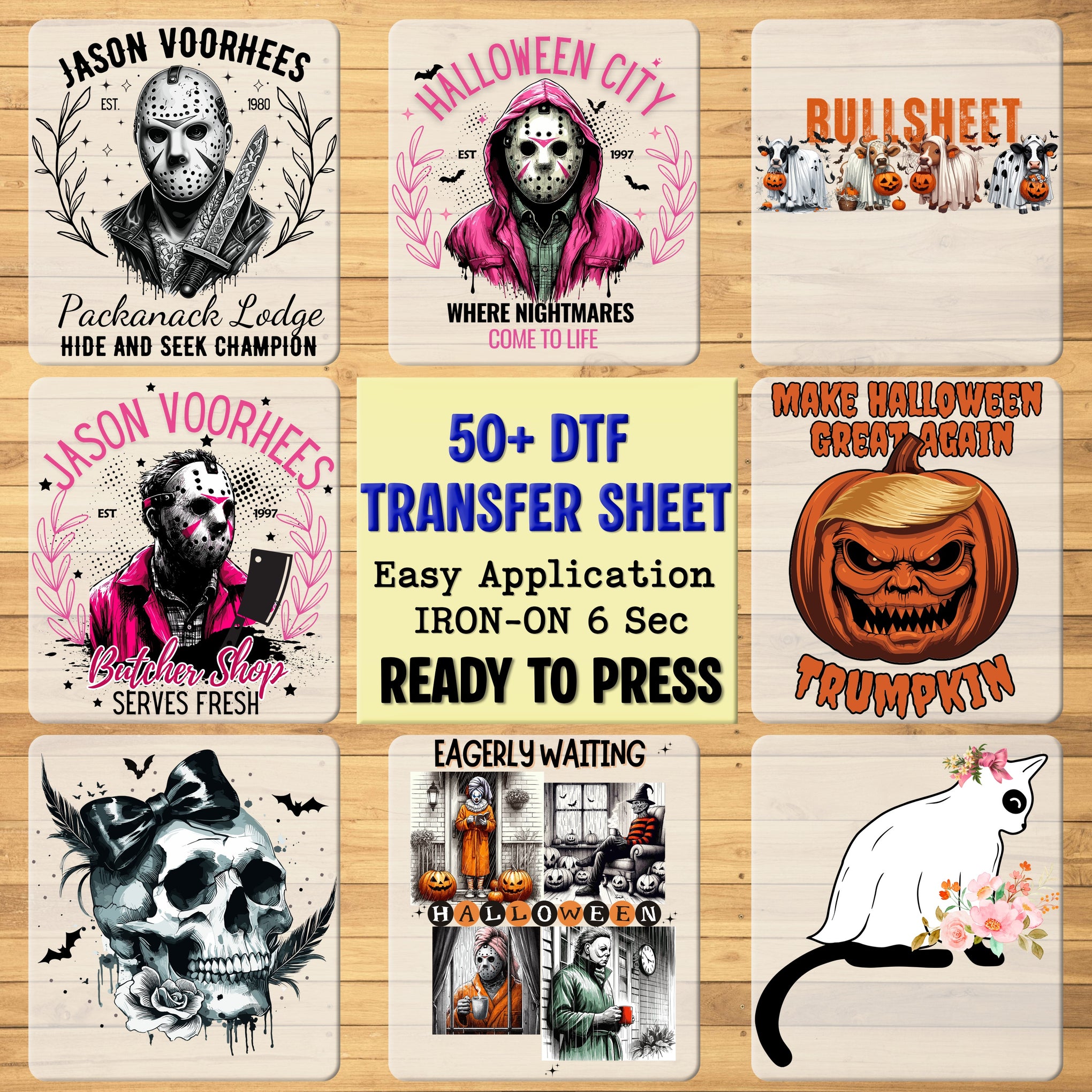 Cute Halloween DTF Transfer for Kids & Family | Whimsical Cartoon Pumpkin & Ghost Iron-On Ready To Press Apparel