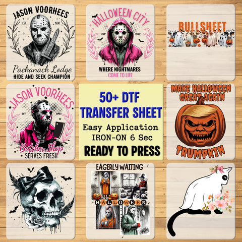 Cute Halloween DTF Transfer for Kids & Family | Whimsical Cartoon Pumpkin & Ghost Iron-On Ready To Press Apparel