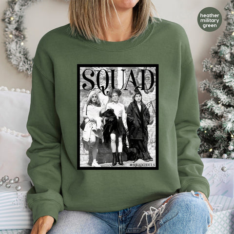Funny Halloween Squad Ghouls DTF Transfer Retro Gothic Iron-On T-Shirt Design for Group Costume Parties