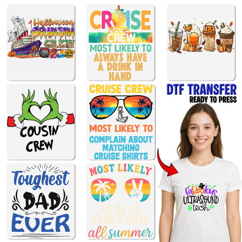 Cruise Vacation Humor DTF Transfer Ready to Press Retro Coastal Fun for Family & Friends T-shirt or Sweatshirt Travel Apparel