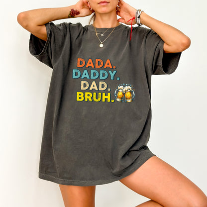Father's Day funny dtf transfer ready to press iron-on, Dada Daddy Dad Bruh beer mugs retro dad design for men t-shirt & sweatshirt apparel