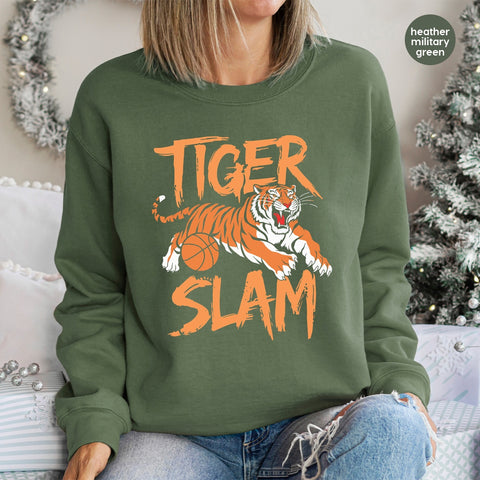 Tiger Slam Sports Team DTF Transfer - Bold Iron-On for School Spirit Apparel, Ready To Press Graphic for Basketball Enthusiasts & Fans