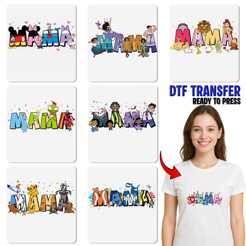Family Celebration Cute Mama DTF Transfer for Magical Realism Film Fans & Colorful Apparel - Ready To Press Iron-On Design