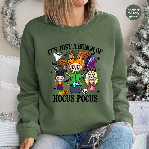 Cute Halloween Cartoon Witch & Spooky Motif DTF Transfer for Apparel - Family & Party Ready Iron-On Design