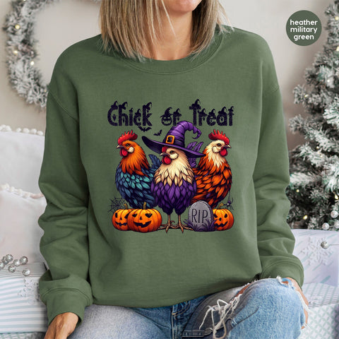 Chick or Treat Funny Halloween Rooster DTF Transfer Ready To Press for Unique Group T-Shirts & Apparel