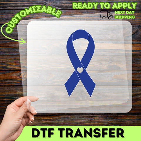 Minimalist Awareness Ribbon with Heart DTF Transfer Ready To Press for Alzheimer's & Charity Event T-Shirts