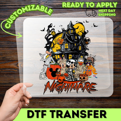 Cute Halloween Cartoon Character Ready To Press DTF Transfer Iron-On for Family T-Shirts & Group Costume Apparel