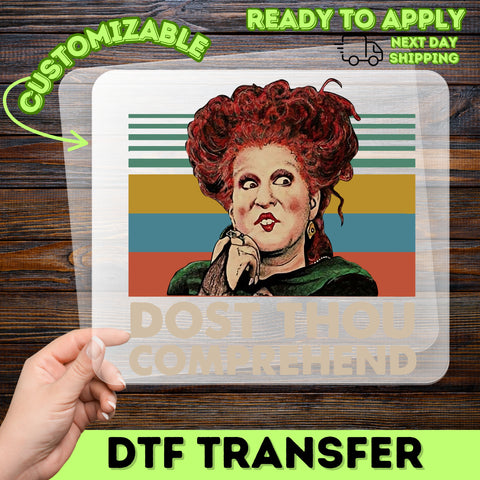 Humorous Halloween Witch DTF Transfer, Iron-On Ready for Halloween Parties, Funny Retro Witch Shirt for Cosplay & Group Celebrations