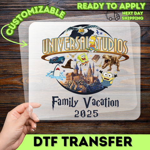 Adventure Theme Park Family Vacation Universal Studios 2025 DTF Transfer T-Shirt Kids & Adults
