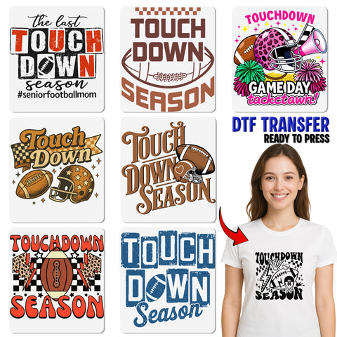 Football Touchdown Season Retro DTF Transfer for Game Day Apparel & Tailgate Party Shirts