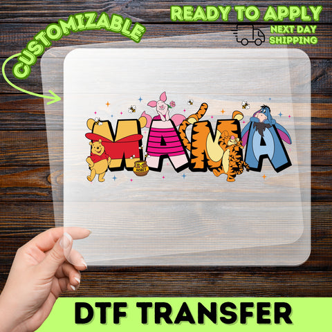 Classic Cartoon MAMA DTF Transfer for Mother's Day Cute Family Theme Iron-On Shirt Gift