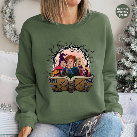 Funny Halloween Witch Trio DTF Transfer for Spooky Season Apparel, Ready to Press Iron-On for Halloween Party Shirts