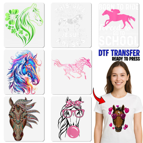 Retro Horseback Riding Sunset DTF Transfer for Equestrian Apparel Nostalgic Outdoor Horse Rider Gift Iron-On