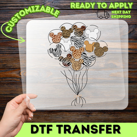 Safari Animal Print Mouse Head DTF Transfer for Cute Family Matching Safari Adventure T-shirts