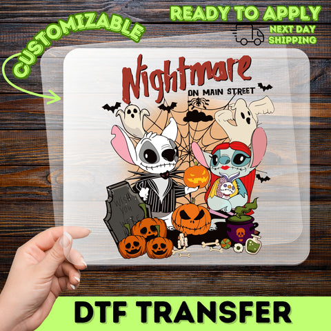 Cute Halloween DTF Transfer Nightmare on Main Street Iron-On for Disney Fans Apparel