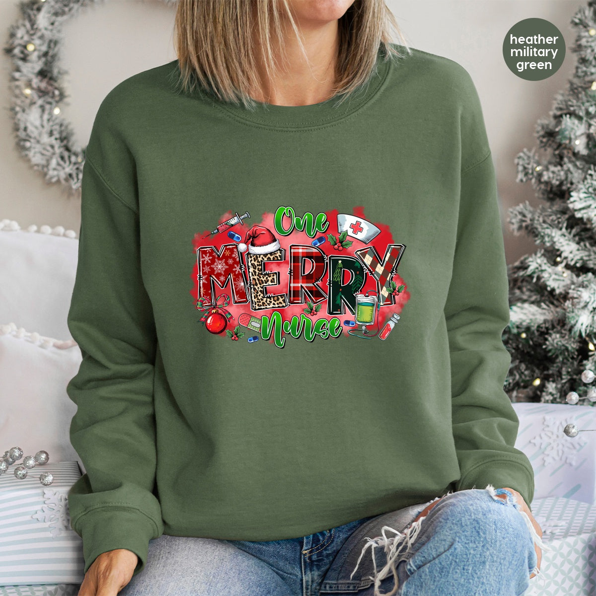 Funny Christmas Nurse T-Shirt DTF Transfer Ready to Press Iron-On Apparel for Medical Professionals Holiday Humor