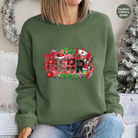 Funny Christmas Nurse T-Shirt DTF Transfer Ready to Press Iron-On Apparel for Medical Professionals Holiday Humor