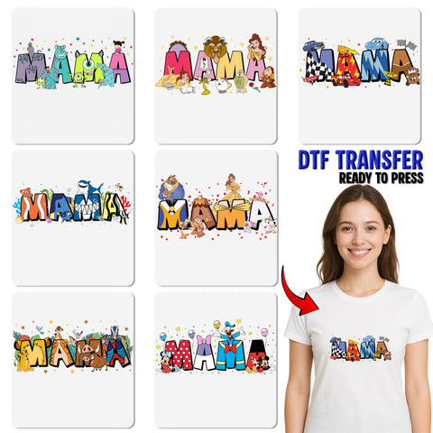 Cute Pop Culture MAMA DTF Transfer for Mother's Day Shirt, Family Gathering & Celebration Apparel