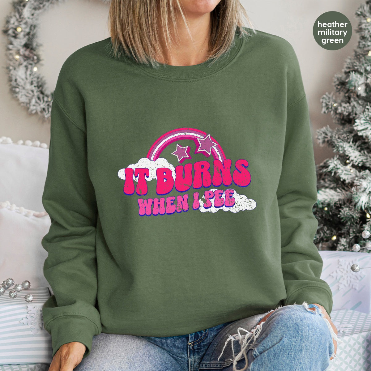Funny Retro Humor DTF Transfer 'It Burns When I Pee' for Adult T-Shirt & Apparel - Cheeky Bachelorette Party Gift Idea