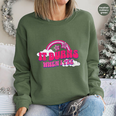 Funny Retro Humor DTF Transfer 'It Burns When I Pee' for Adult T-Shirt & Apparel - Cheeky Bachelorette Party Gift Idea
