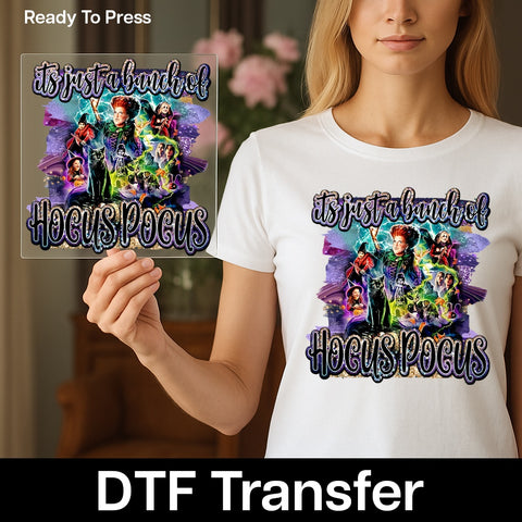 Funny Halloween DTF Transfer Hocus Pocus Iron-On for Halloween Movie Fans T-Shirt or Sweatshirt Ready to Press Gift