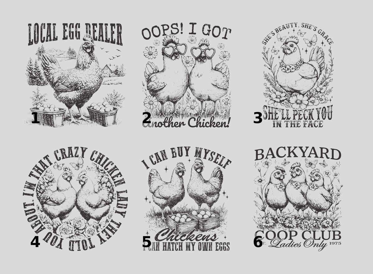 Funny Chicken DTF Transfer for Farm Lovers in Heart Sunglasses Cute Rustic Chickens Ready to Press Iron-On T-Shirt Gift
