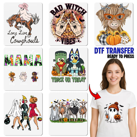 Quirky Highland Cow with Glasses Fall DTF Transfer | Cute Farmhouse Pumpkin Sunflower Iron-On for Family Sweatshirts