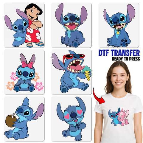 Cute Cartoon Character DTF Transfer for Fun Family T-Shirts, Disney-Inspired Ready To Press Iron-On Heat Transfer for Kids Apparel