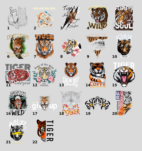 Bold Tiger Face DTF Transfer for Wildlife Lovers, Ready to Press Jungle Theme Shirt, Iron-On Big Cat Apparel