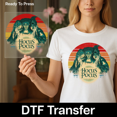 Nostalgic Retro Witch Halloween DTF Transfer Ready To Press for Group Outfit - Cute 90s Pop Culture Shirt Iron-On