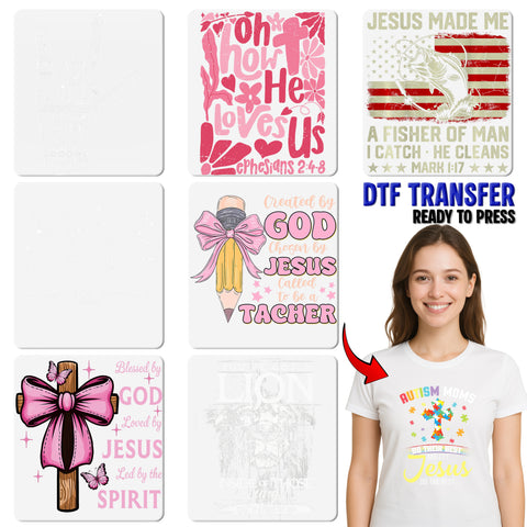 Whimsical Faith-Based Kids DTF Transfer Iron-On with Fairy Tale Elements for T-shirts Religious Apparel Ready to Press