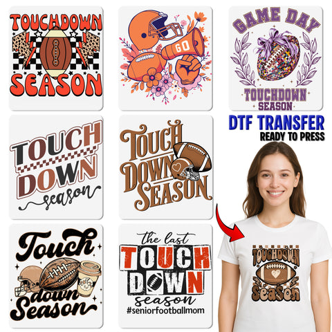 Cute Glam Football Leopard Print Bow DTF Transfer for Women's Stylish Game Day Apparel