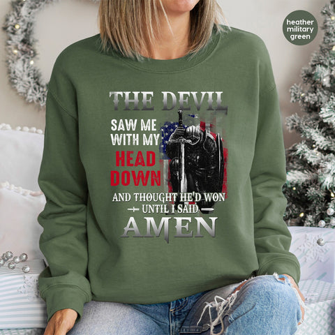 Patriotic Religious Gothic DTF Transfer Iron-On Resilient Knight T-shirt for Faithful Warriors, Ready To Press Artistic Apparel