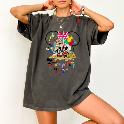 Cute Cartoon Family Vacation 2025 DTF Transfer Iron-On Ready To Press T-Shirt Perfect for Family Reunions & Group Trips