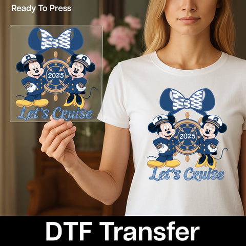 Nautical Cruise 2025 DTF Transfer Cartoon Family & Group Sailor Theme Iron-On Ready To Press Apparel