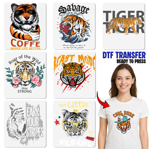 Born to Be Wild DTF Transfer - Realistic Tiger Iron-On Design for Animal Lovers & Adventure Enthusiasts Apparel
