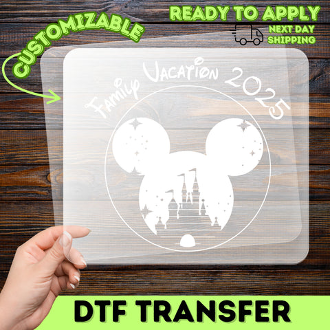 Family Vacation 2025 Theme Park Magic DTF Transfer for Whimsical Group Apparel & Matching Shirts