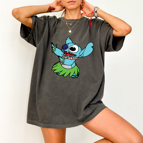 Colorful Tropical Party Character DTF Transfer Ready To Press Hawaiian Beach Theme Apparel for Group Fun
