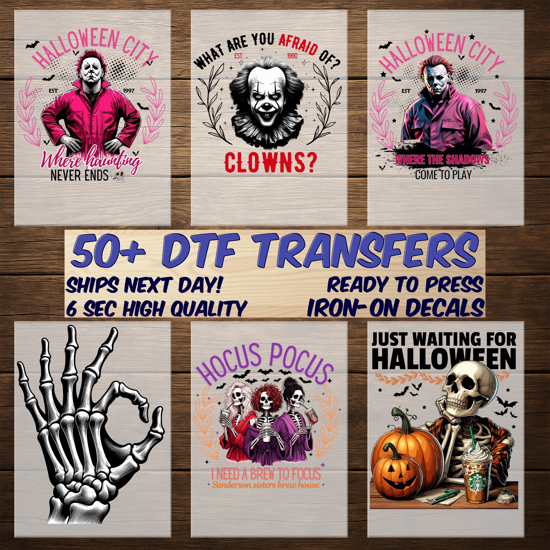Freddy's Retro Horror DTF Transfer for Halloween T-Shirt Apparel Fans & Halloween Movie Enthusiasts