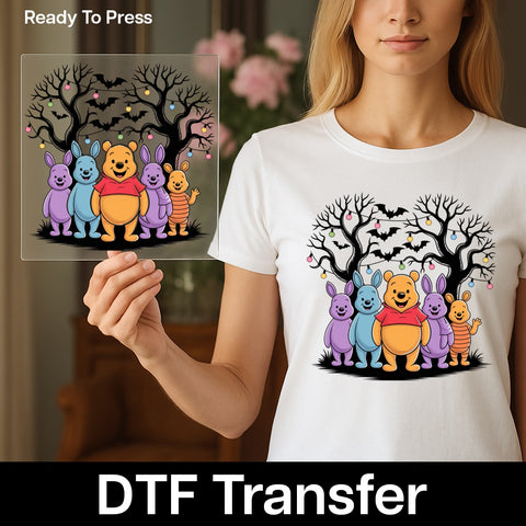 Cute Cartoon Animal Halloween DTF Transfer Ready To Press for Fun Family T-shirt Costume