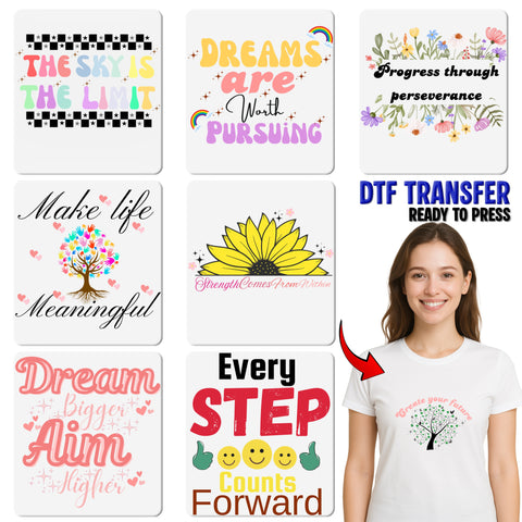 Motivational DTF Transfer Inspirational Shirt for Fitness Teams Positive Iron-On Ready to Press Apparel