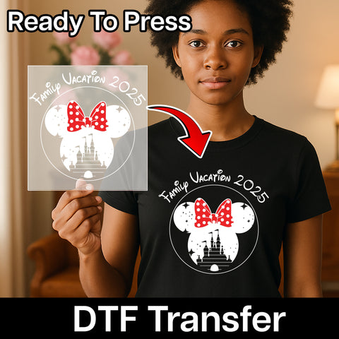 Family Vacation 2025 Disney Inspired DTF Transfer Ready to Press Iron-On T-Shirt Magical Theme Park Group Apparel
