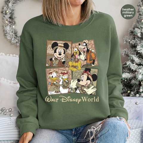 Adventure Safari Cartoon Iron-On DTF Transfer for Family Group Travel T-Shirts & Nostalgic Retro Apparel