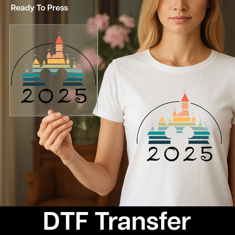 Funny Theme Park DTF Transfer "Most Expensive Day Ever" Iron-On for Family Vacation Apparel, Ready To Press Castle Silhouette Design